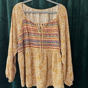 Bohemian Yellow Print Women's Top